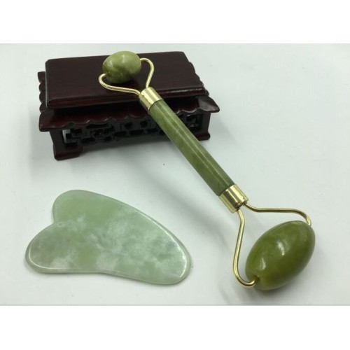 Set: Face Roller Massager + Natural Jade Gouache Massage Crystal